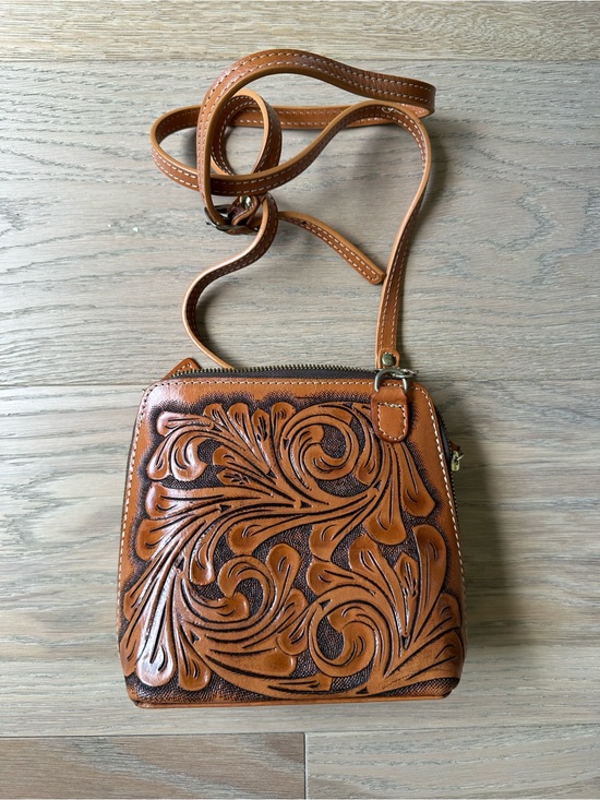 Handbags - Hand-Tooled Leather Crossbody Bag